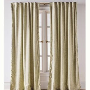 Anthropologie Rowen Woven Textured Ruched Piping Curtain set